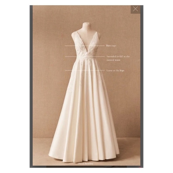 JENNY YOO BHLDN Eden Easton Wedding Gown Size 14 Deep V Neck Cutout NWT - Picture 11 of 13